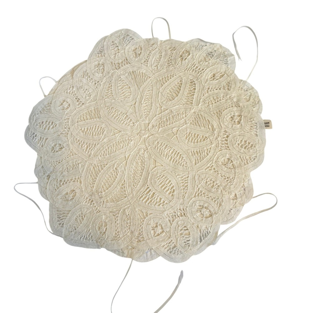 Vintage Belgian Real Handlace Ivory Lace Drawstring Jewelry Pouch Sache